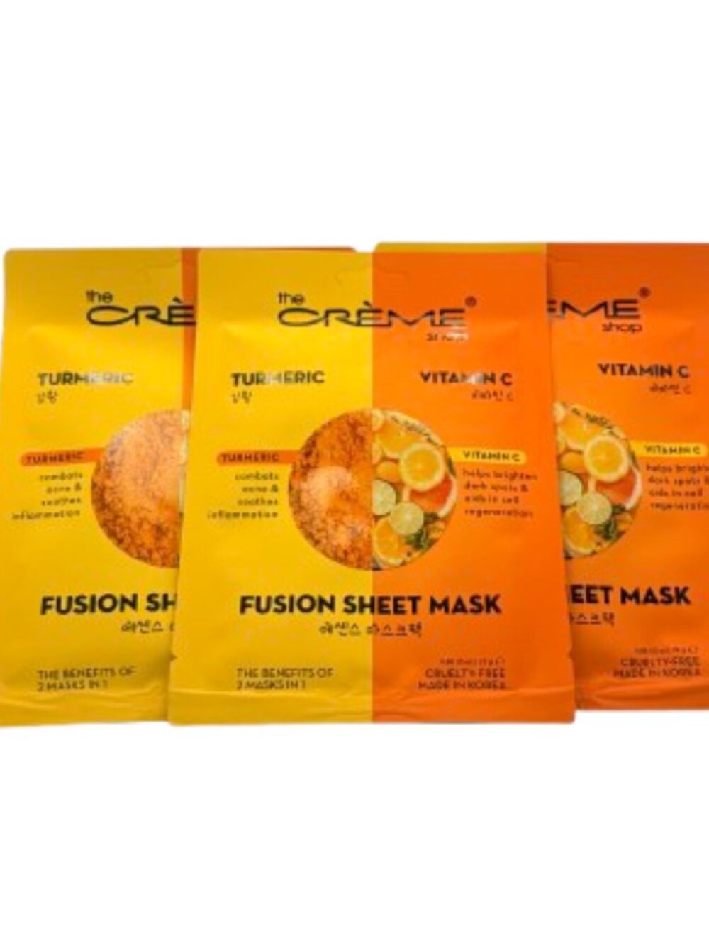 The Crème Shop Turmeric & Vitamin C Fusion Sheet Masks 3-Pack NEW